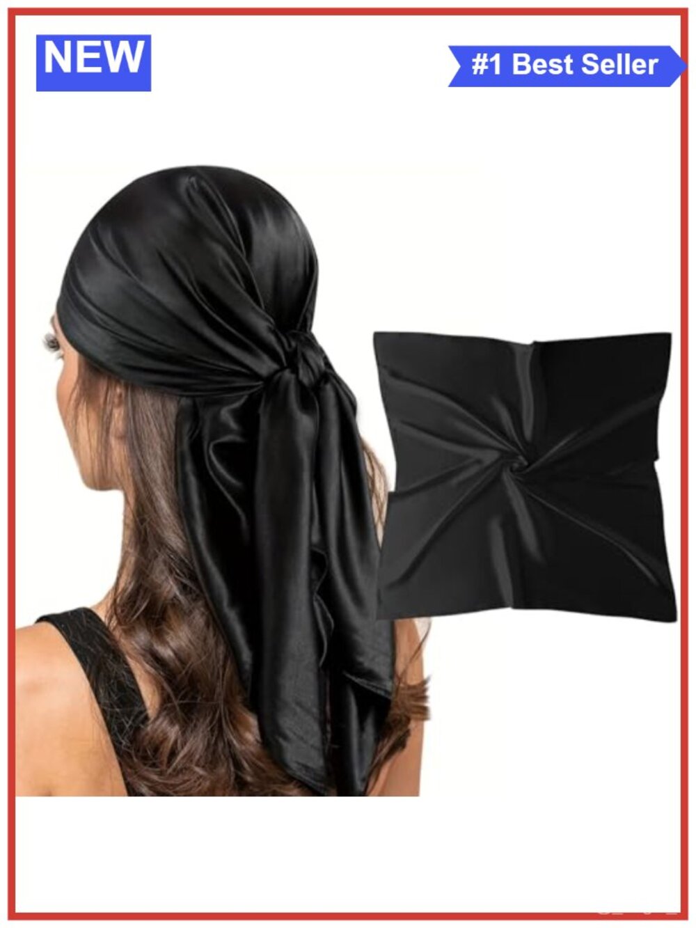 35" Square Silk Like Satin Head Scarf Bandana Hair Wrap for Women